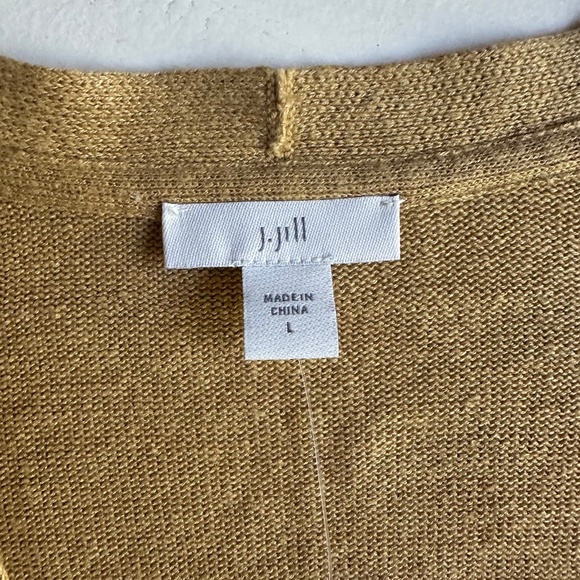 NWT J.Jill Mustard Yellow Gold Linen Blend Cardigan - Picture 2 of 7